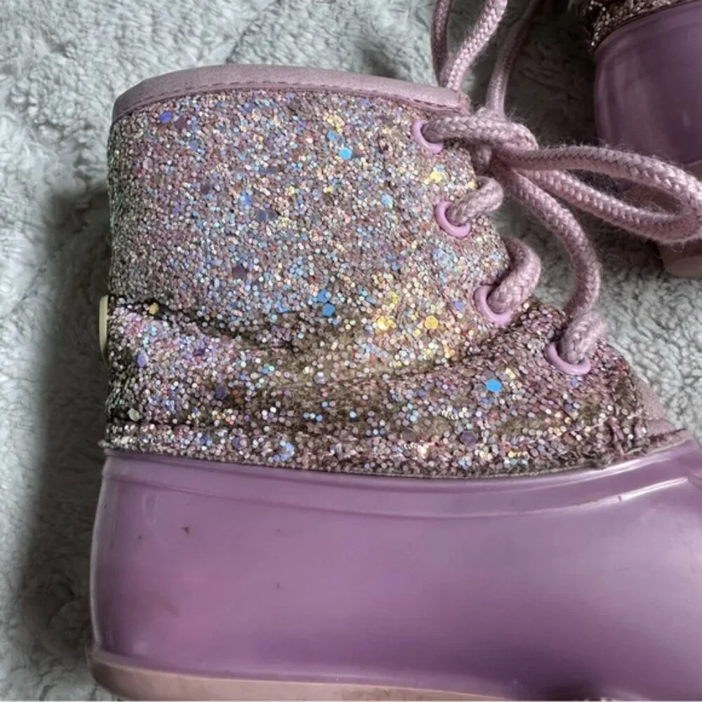 Adrienne Vittadini | Gavin-04T Pink Glitter rainboots | Size 8